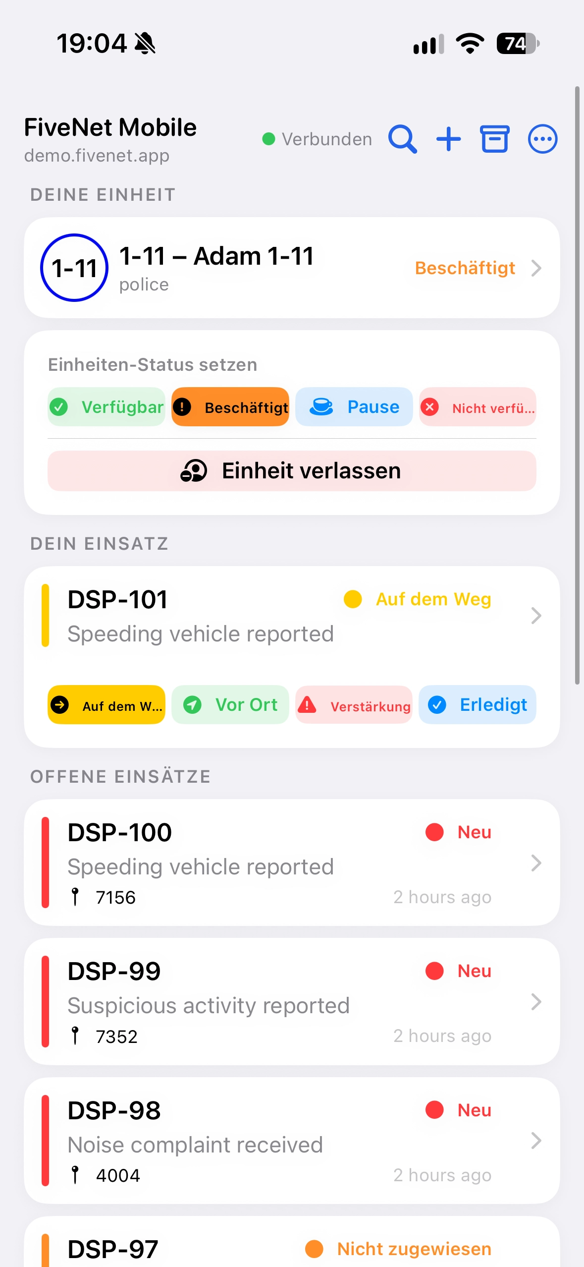 FiveNet Mobile your unit screen on iPhone